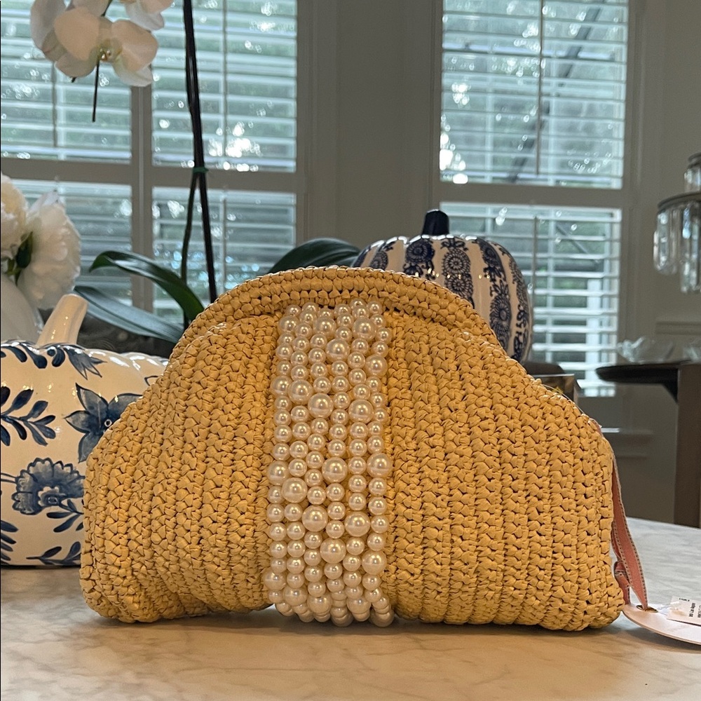 Basket Clutch with Pearl Detailing